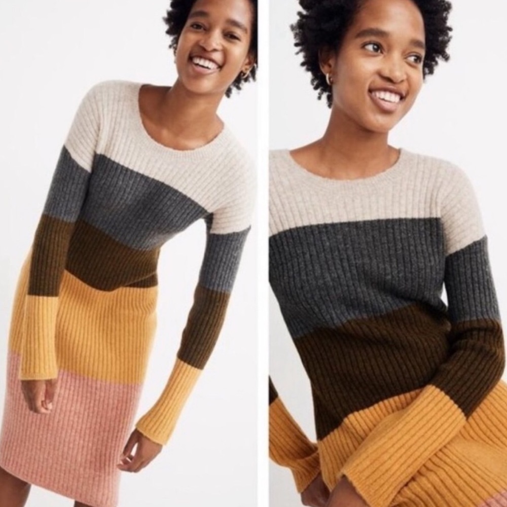 NWT Madewell colorblock midi sweater dress XXL